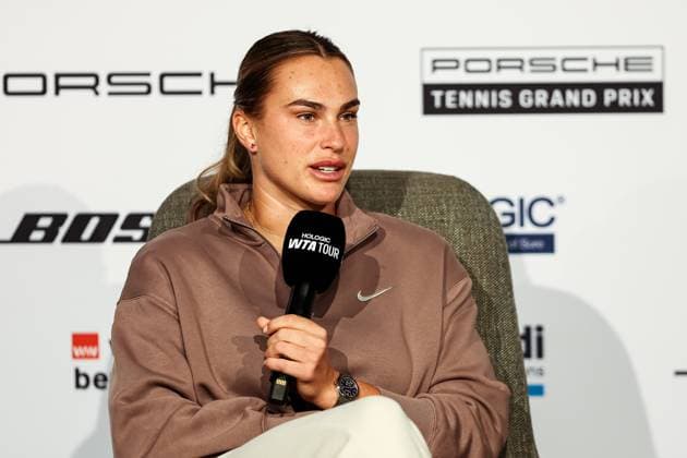 Interview with Aryna Sabalenka GER, Porsche Tennis Grand Prix GP Stuttgart 2025, WTA500, 15 04 2025 GER, Porsche Tennis Grand Prix GP Stuttgart 2025, WTA500, 15 04 2025 Stuttgart Copyright: xEibner-Pressefoto RogerxBuerkex EP