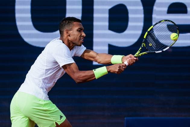 BMW Open Munich ATP 500 15 04 2025 Felix Auger Aliassime Canada in match against Mariano Navone Argentina BMW Open by Bitpanda Munich ATP 500 Day 4, Munich, MTTC Iphitos on 15 04 2025 Copyright: xBEAUTIFULxSPORTS Wunderlx