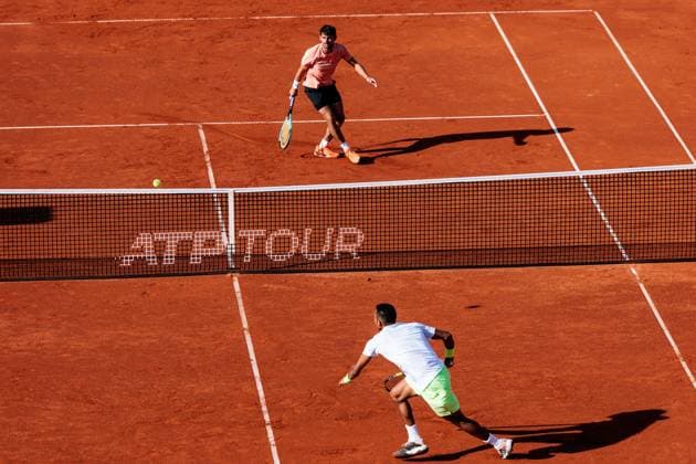 BMW Open Munich ATP 500 15 04 2025 Mariano Navone Argentina in match against Felix Auger Aliassime Canada BMW Open by Bitpanda Munich ATP 500 Day 4, Munich, MTTC Iphitos on 15 04 2025 Copyright: xBEAUTIFULxSPORTS Wunderlx