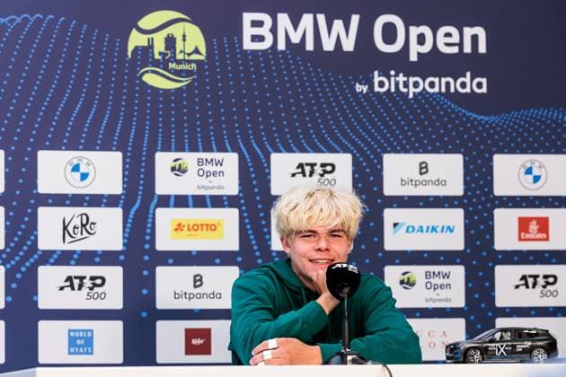 BMW Open Munich ATP 500 15 04 2025 Diego Dedura Palomero Germany during the press conference BMW Open by Bitpanda Munich ATP 500 Day 4, Munich, MTTC Iphitos on 15 04 2025 Copyright: xBEAUTIFULxSPORTS Wunderlx