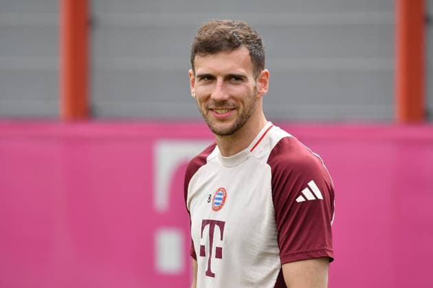 15 04 2025, FC Bayern Training Center, Munich, Last training session for FC Bayern Munich before heading to Milan , in the picture Leon Goretzka Munich Photo by Midori Ikenouchi Hasan Bratic DeFodi Images