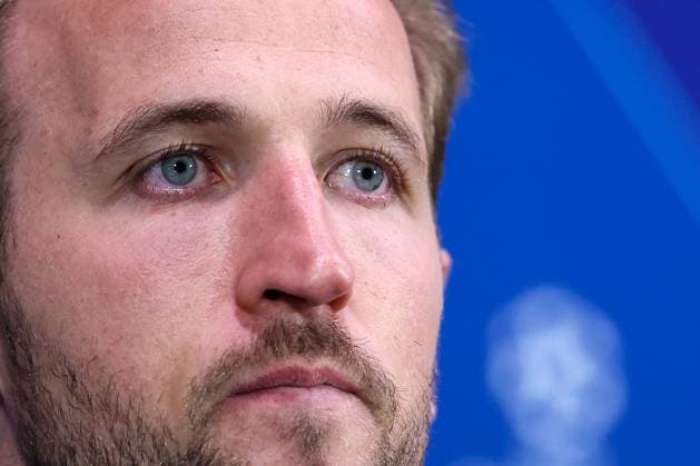 Harry Kane 9 FC Bayern Muenchen at the press conference, press conference, Inter Milan vs FC Bayern Muenchen, football, Champions League, quarter-final, second leg, 15 04 2025 Milan Lombardy Italy Copyright: xkolbert-press ChristianxKolbertx