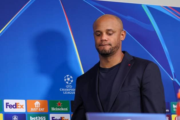 Head coach Vincent Kompany FC Bayern Muenchen at the pre-match press conference, press conference, Inter Milan vs FC Bayern Muenchen, football, Champions League, quarter-final, second leg, 15 04 2025 Milan Lombardy Italy Copyright: xkolbert-press ChristianxKolbertx