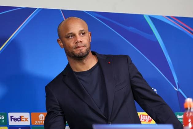 Head coach Vincent Kompany FC Bayern Muenchen at the pre-match press conference, press conference, Inter Milan vs FC Bayern Muenchen, football, Champions League, quarter-final, second leg, 15 04 2025 Milan Lombardy Italy Copyright: xkolbert-press ChristianxKolbertx