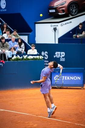 72 Barcelona Open Banc de Sabadell. Conde de Godo Trophy. Real Club de Tenis Barcelona. April 15,2025 72 Barcelona Open Banc de Sabadell. Conde de Godo Trophy. Real Club de Tenis Barcelona. April 15,2025 Carlos Alcaraz during the first round match between Carlos Alcaraz and Ethan Quinn of the ATP, Tennis Herren Barcelona Open Banc de Sabadell tennis tournament Trofeo Conde de Godo played at the Real Club de Tenis Barcelona. April 15, 2025. Barcelona ESP Copyright: xS.xRosx