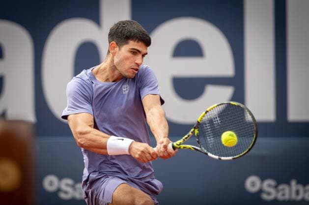 72 Barcelona Open Banc de Sabadell. Conde de Godo Trophy. Real Club de Tenis Barcelona. April 15,2025 72 Barcelona Open Banc de Sabadell. Conde de Godo Trophy. Real Club de Tenis Barcelona. April 15,2025 Carlos Alcaraz during the first round match between Carlos Alcaraz and Ethan Quinn of the ATP, Tennis Herren Barcelona Open Banc de Sabadell tennis tournament Trofeo Conde de Godo played at the Real Club de Tenis Barcelona. April 15, 2025. Barcelona ESP Copyright: xS.xRosx