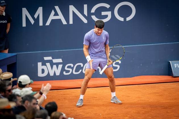 72 Barcelona Open Banc de Sabadell. Conde de Godo Trophy. Real Club de Tenis Barcelona. April 15,2025 72 Barcelona Open Banc de Sabadell. Conde de Godo Trophy. Real Club de Tenis Barcelona. April 15,2025 Carlos Alcaraz during the first round match between Carlos Alcaraz and Ethan Quinn of the ATP, Tennis Herren Barcelona Open Banc de Sabadell tennis tournament Trofeo Conde de Godo played at the Real Club de Tenis Barcelona. April 15, 2025. Barcelona ESP Copyright: xS.xRosx