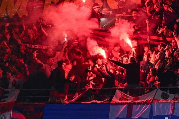 15 04 2025, Football, Champions League, Quarter-finals, Season 2024 2025, Borussia Dortmund FC Barcelona, Fan choreo FC Barcelona, xRHR FOTO TKx Copyright: RHR-FOTOx RHR-FOTO TK