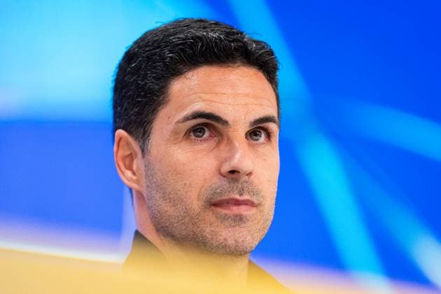 Arsenal FC press conference, PK, Pressekonferenz - UEFA Champions League 2024 25 Quarter Final Second Leg Mikel Arteta, head coach of Arsenal FC, speaks during the press conference ahead of their UEFA Champions League 2024 25 quarter final second leg match at Estadio Santiago Bernabeu on April 15, 2025 in Madrid, Spain. Madrid Estadio Santiago Bernabeu Madrid Spain Copyright: xAlbertoxGardinx AGardin_20250415_Football_Champions_Arsenal_PC_0461