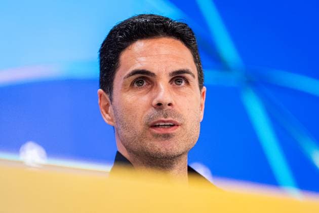 Arsenal FC press conference, PK, Pressekonferenz - UEFA Champions League 2024 25 Quarter Final Second Leg Mikel Arteta, head coach of Arsenal FC, speaks during the press conference ahead of their UEFA Champions League 2024 25 quarter final second leg match at Estadio Santiago Bernabeu on April 15, 2025 in Madrid, Spain. Madrid Estadio Santiago Bernabeu Madrid Spain Copyright: xAlbertoxGardinx AGardin_20250415_Football_Champions_Arsenal_PC_0466