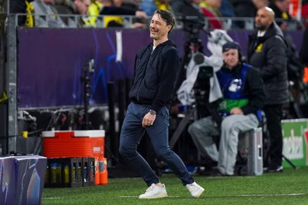 2025-04-15 Borussia Dortmund v FC Barcelona, Barca - UEFA Champions League 2024 25 Quarter Final Second Leg DORTMUND, GERMANY - APRIL 15: Coach Niko Kovac of Borussia Dortmund reacts during the UEFA Champions League 2024 25 Quarter Final Second Leg match between Borussia Dortmund and FC Barcelona at BVB Stadion Dortmund on April 15, 2025 in Dortmund, Germany. Dortmund BVB Stadion Dortmund Germany Content not available for redistribution in The Netherlands directly or indirectly through any third parties. Copyright: xJorisxVerwijstx