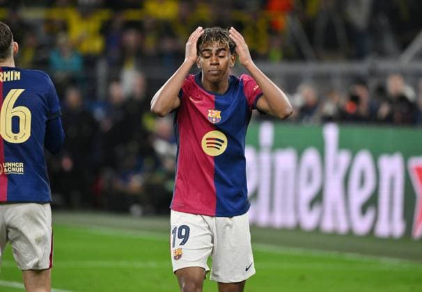 Lamine Yamal FC Barcelona 15 04 2025, Football UEFA Champions League 2024 25, Quarter-final, Second leg, Borussia Dortmund FC Barcelona Dortmund Signal Iduna Park North Rhine-Westphalia Germany Team2
