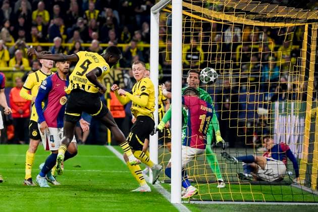 Bilder des Jahres 2025, Sport 04 April Sport Bilder des Tages Serhou Guirassy (Borussia Dortmund) scores his team s second goal during the UEFA Champions League 2024 25 Quarter Final Second Leg match between Borussia Dortmund and FC Barcelona, Barca at BVB Stadion Dortmund on April 15, 2025 in Dortmund, Germany. (Photo by Max Maiwald DeFodi Images) *** Serhou Guirassy Borussia Dortmund scores his team s second goal during the UEFA Champions League 2024 25 Quarter Final Second Leg match between Borussia Dortmund and FC Barcelona at BVB Stadion Dortmund on April 15, 2025 in Dortmund, Germany Photo by Max Maiwald DeFodi Images