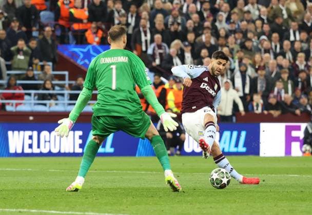 Marco Asensio of Aston Villa shot is saved by Goalkeeper Gianluigi Donnarumma of Paris Saint-Germain Aston Villa v Paris Saint-Germain, UEFA Champions League, Quarter-Finals, 2nd Leg, Football, Villa Park, Birmingham, UK - 15 Apr 2025 EDITORIAL USE ONLY No use with unauthorised audio, video, data, fixture lists, club league logos or live services. Online in-match use limited to 120 images, no video emulation. No use in betting, games or single club league player publications.  Copyright: xRyanxBrowne Shutterstockx 15253922dk