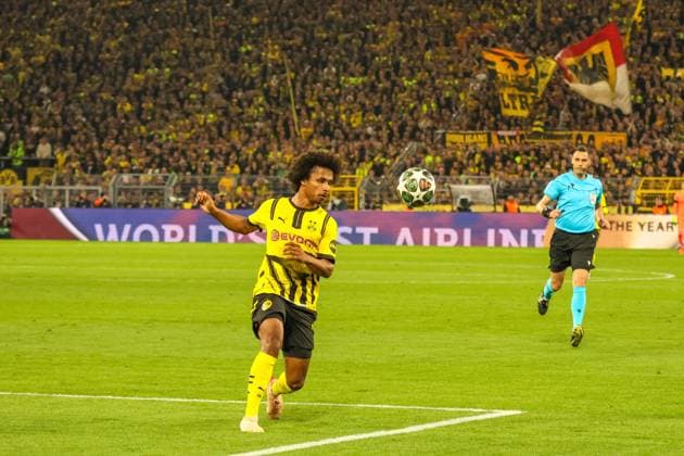 15 04 2025, xfanx, Football UEFA Champions League, Borussia Dortmund FC Barcelona v l Karim Adeyemi Borussia Dortmund DFL DFB REGULATIONS PROHIBIT ANY USE OF PHOTOGRAPHS as IMAGE SEQUENCES and or QUASI VIDEO Dortmund mfan