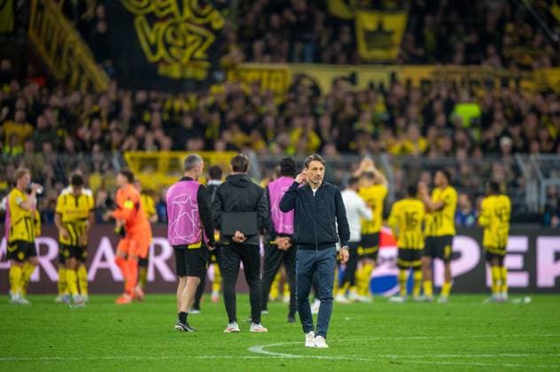Soccer, Men, Season 2024 2025, Champions League quarter-final, second leg, Borussia Dortmund FC Barcelona, Coach Niko Kovac Borussia Dortmund , Disappointment after final whistle, 15 04 2025, Copyright: xSebastianxRäppold MatthiasxKochx