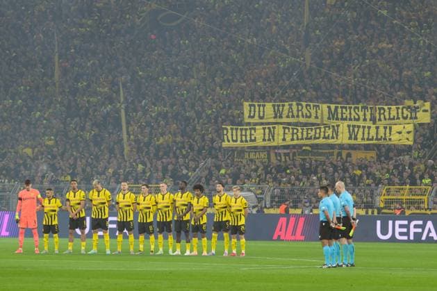 Soccer, Champions League, 20250415, BV Borussia Dortmund FC Barcelona In memory of Wilhelm BURKSMÜLLER Dortmund Signal Iduna Park North Rhine-Westphalia Germany Copyright: Passion2Press MarkusxFischerx