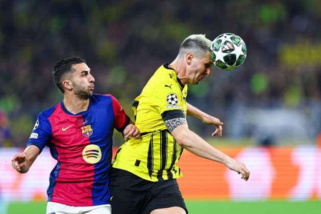 2025.04.15 Dortmund pilka nozna UEFA Liga Mistrzow sezon 2024 2025 Borussia Dortmund - FC Barcelona, Barca N z Niklas Sule Foto Pawel Andrachiewicz PressFocus 2025.04.15 Dortmund Football - UEFA Champions League season 2024 2025 Borussia Dortmund - FC Barcelona Niklas Sule Credit: Pawel Andrachiewicz PressFocus NEWSPIX.PL --- newspix.pl POLAND OUT! 