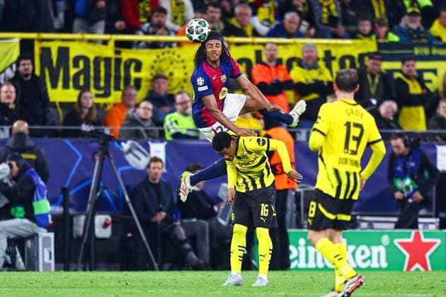 2025.04.15 Dortmund pilka nozna UEFA Liga Mistrzow sezon 2024 2025 Borussia Dortmund - FC Barcelona, Barca N z Jules Kounde Foto Pawel Andrachiewicz PressFocus 2025.04.15 Dortmund Football - UEFA Champions League season 2024 2025 Borussia Dortmund - FC Barcelona Jules Kounde Credit: Pawel Andrachiewicz PressFocus NEWSPIX.PL --- newspix.pl POLAND OUT! 