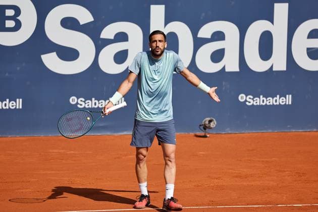 Damir Dzumhur (BIH), APRIL15, 2025 - Tennis : Damir Dzumhur during singles 1st round match against Sebastian Baez on the Barcelona Open Banc Sabadell tennis tournament at the Real Club de Tenis de Barcelona in Barcelona, Spain. Noxthirdxpartyxsales  (287806970)