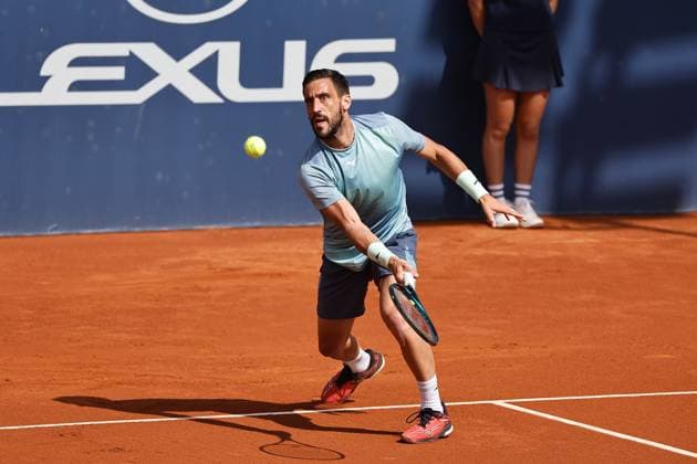 Damir Dzumhur (BIH), APRIL15, 2025 - Tennis : Damir Dzumhur during singles 1st round match against Sebastian Baez on the Barcelona Open Banc Sabadell tennis tournament at the Real Club de Tenis de Barcelona in Barcelona, Spain. Noxthirdxpartyxsales  (287807023)