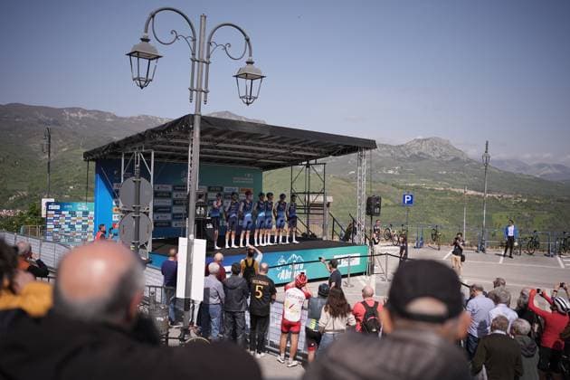 Team Solution Tech Vini Fantini during the Giro d™Abruzzo, stage from Tocco da Casauria to Penne (138 km) - Abruzzo - Wednesday, April 16, 2025. - cycling .  Copyright: xMarcoxAlpozzix