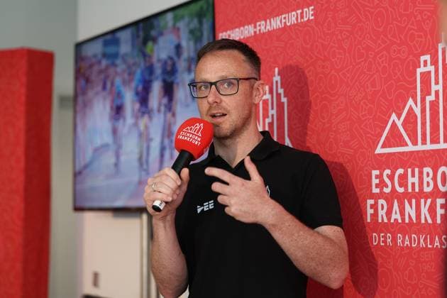 Frankfurt am Main on April 16, 2025 Press conference for the Eschborn Frankfurt 2025 cycling classic v l , Nathanael Bank, Head of Eschborn Frankfurt, satisfied with the number of participants, Copyright: JoaquimxFerreira
