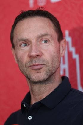 Frankfurt am Main on April 16, 2025 Press conference for the Eschborn Frankfurt 2025 cycling classic v l , Jens Voigt, former professional and expert in an interview, portrait Copyright: JoaquimxFerreira