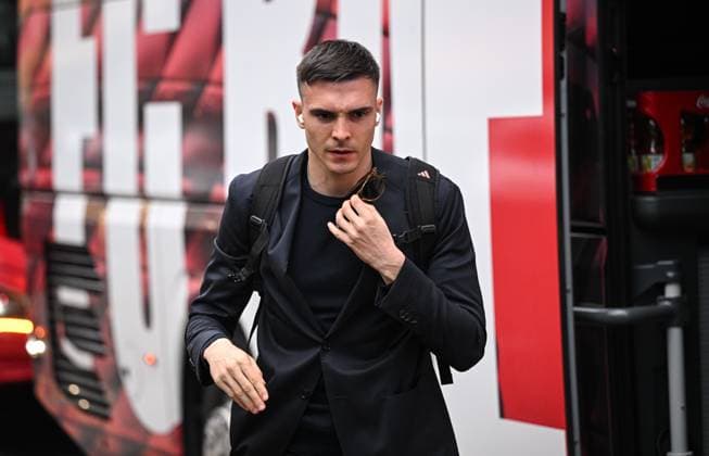 FOOTBALL CHAMPIONS LEAGUE SEASON 2024 2025 Quarter-final second leg Inter Milan FC Bayern Muenchen 15 04 2025 Arrival FC Bayern Muenchen at the team hotel in Milan, Joao Palhinha