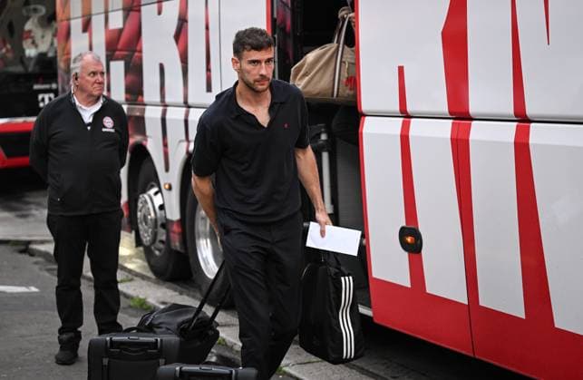 FOOTBALL CHAMPIONS LEAGUE SEASON 2024 2025 Quarter-final second leg Inter Milan FC Bayern Muenchen 15 04 2025 Arrival FC Bayern Muenchen at the team hotel in Milan, Leon Goretzka