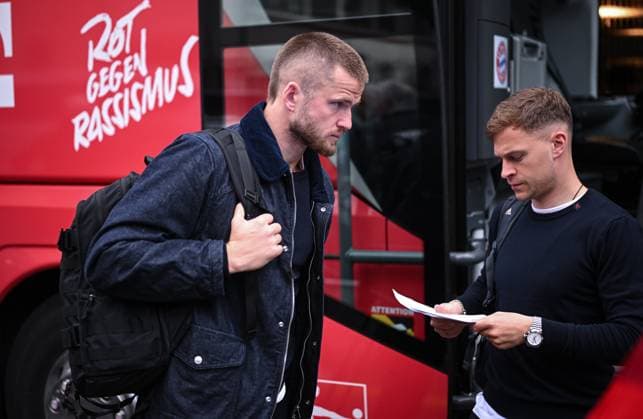 FOOTBALL CHAMPIONS LEAGUE SEASON 2024 2025 Quarter-final second leg Inter Milan FC Bayern Muenchen 15 04 2025 Arrival FC Bayern Muenchen at the team hotel in Milan, Eric Dier left and Joshua Kimmich
