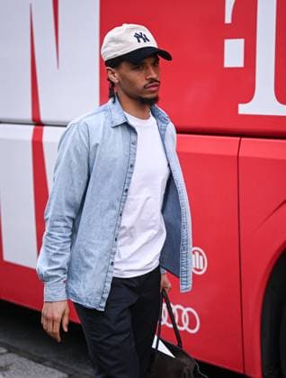 FOOTBALL CHAMPIONS LEAGUE SEASON 2024 2025 Quarter-final second leg Inter Milan FC Bayern Muenchen 15 04 2025 Arrival FC Bayern Muenchen at the team hotel in Milan, Leroy Sane