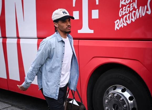 FOOTBALL CHAMPIONS LEAGUE SEASON 2024 2025 Quarter-final second leg Inter Milan FC Bayern Muenchen 15 04 2025 Arrival FC Bayern Muenchen at the team hotel in Milan, Leroy Sane