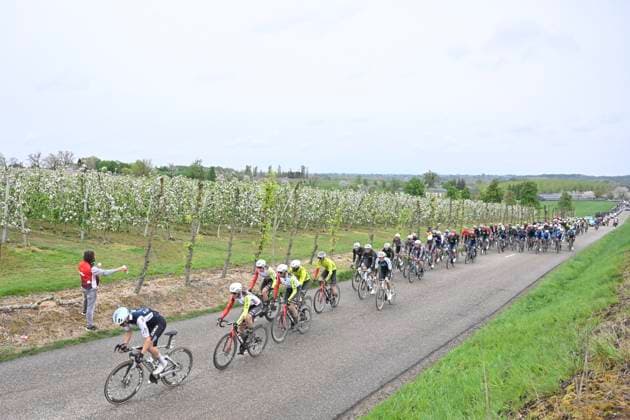 Ronde van Limburg 2025 - Men Elite TONGEREN, BELGIUM - APRIL 16 : illustration picture peloton pictured during the 77th edition of the Ronde van Limburg, an UCI Individual Road cycling, Rad, Radsport, Strasse race with start in Hasselt and finish in Tongeren after 178,6 km, organized by Flanders Classics on April 16, 2025 in Tongeren, Belgium, 16 04 2025 ( Motor driver Verfaillie Kenny (BEL) - Tongeren Belgium Copyright: xJanxDexMeuleneirx