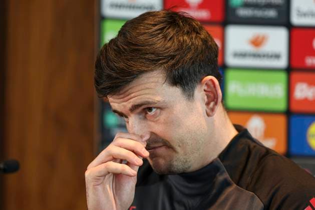 Manchester United, ManU FC press conference, PK, Pressekonferenz Harry Maguire of Manchester United during the Manchester United FC Press Conference ahead of the Europa League Quarter-Final 2nd leg, at Carrington Training Centre, Manchester, England, United Kingdom on 16 April 2025 Credit: Jake Kirkman Every Second Media Editorial use only. All images are copyright Every Second Media Limited. No images may be reproduced without prior permission. Copyright: xIMAGO EveryxSecondxMediax ESM-1422-0044 JakexKirkmanx xEveryxSecondxMediax