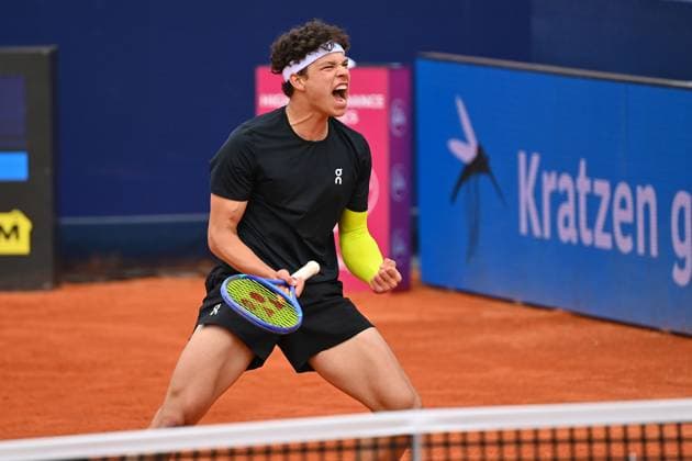 Ben SHELTON USA cheering,joy,enthusiasm,action,single image,cropped single motif,half figure,half figure Tennis BMW Open 2025 from 12 04 20 04 2025