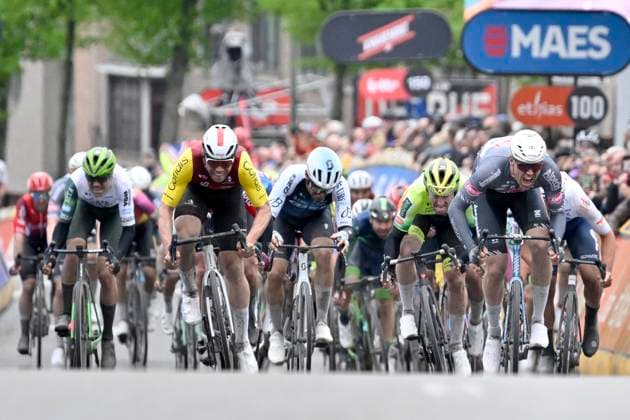 Ronde van Limburg 2025 - Men Elite TONGEREN, BELGIUM - APRIL 16 : Fretin Milan (BEL) of Cofidis wins, Dehairs Simon (BEL) of Alpecin-Deceuninck, Menten Milan (BEL) of Lotto Cycling Team pictured during the 77th edition of the Ronde van Limburg, an UCI Individual Road cycling, Rad, Radsport, Strasse race with start in Hasselt and finish in Tongeren after 178,6 km, organized by Flanders Classics on April 16, 2025 in Tongeren, Belgium, 16 04 2025 Tongeren Belgium Copyright: xJanxDexMeuleneirx