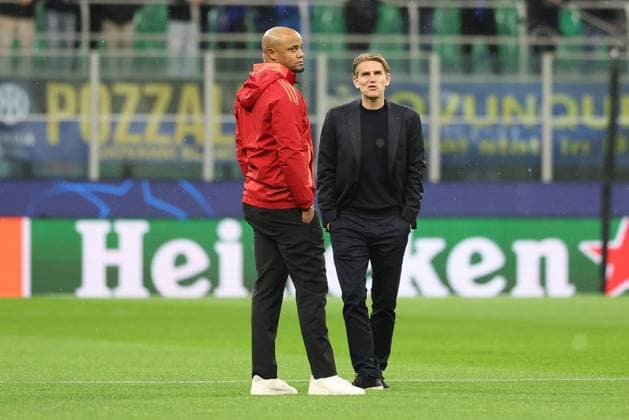 Head Coach Vincent Kompany FC Bayern Muenchen , Sports Director Christoph Freund FC Bayern Muenchen , Inter Milan vs FC Bayern Muenchen, Football, Champions League, Quarterfinal, Second leg, 16 04 2025 Milan Lombardy Italy Copyright: xkolbert-press ChristianxKolbertx