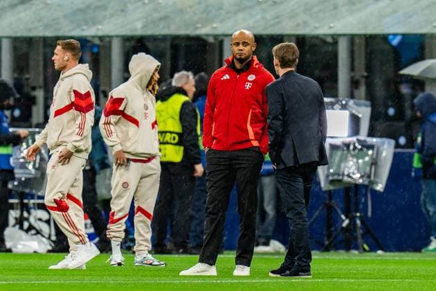 16 04 2025, Inter Milan vs FC Bayern Munich, UEFA Champions League, quarter-final second leg Vincent Kompany FC Bayern Muenchen,Coach Christoph Freund FC Bayern Muenchen, Sports Director Copyright: xBahhoxKarax
