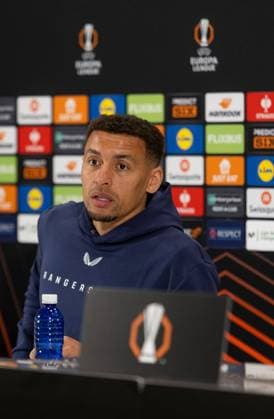 James Tavernier of Rangers during today s press conference, PK, Pressekonferenz to preview tomorrows UEFA Europa League Quarter Final Second Leg match versus Athletic Club. Rangers Press Conference, UEFA Europa League, Quarter Final, First Leg, Football, Estadio de San Mams, Bilbao, Spain - 16 Apr 2025 EDITORIAL USE ONLY No use with unauthorised audio, video, data, fixture lists, club league logos or live services. Online in-match use limited to 120 images, no video emulation. No use in betting, games or single club league player publications. Copyright: xRangersxFC Shutterstockx 15256558ac