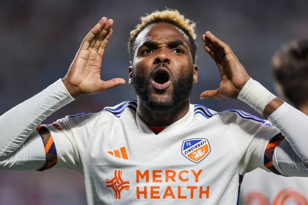 April 16, 2025: Gabon international AARON BOUPENDZA has died at the age of 28 after reportedly falling from a building in China. The forward featured for his country at the 2021 Africa Cup of Nations (Afcon) in Cameroon and won a total of 35 caps for the Panthers. He had joined Chinese club Zhejiang FC, based in the city of Hangzhou, from Romanian outfit Rapid Bucharest in January. FILE PHOTO: March 30, 2024, Charlotte, North Carolina, U.S: FC Cincinnati forward Aaron Boupendza (9) celebrates after scoring a goal during the second half of the Charlotte FC vs FC Cincinnati MLS, Fussball Herren, USA Charlotte U.S - ZUMAk149 20250416_shc_k149_383 Copyright: xCoryxKnowltonx