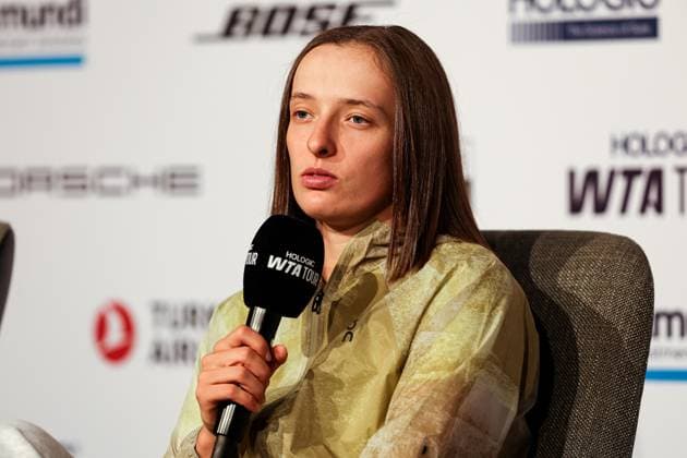 Interview with Iga Swiatek GER, Porsche Tennis Grand Prix GP Stuttgart 2025, WTA500, 16 04 2025 GER, Porsche Tennis Grand Prix GP Stuttgart 2025, WTA500, 16 04 2025 Stuttgart Copyright: xEibner-Pressefoto RogerxBuerkex EP