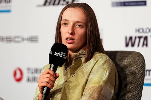 Interview with Iga Swiatek GER, Porsche Tennis Grand Prix GP Stuttgart 2025, WTA500, 16 04 2025 GER, Porsche Tennis Grand Prix GP Stuttgart 2025, WTA500, 16 04 2025 Stuttgart Copyright: xEibner-Pressefoto RogerxBuerkex EP