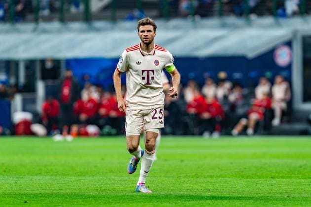 16 04 2025, Inter Milan vs FC Bayern Munich, UEFA Champions League, quarter-final second leg Thomas Müller FC Bayern Muenchen, 25 Copyright: xBahhoxKarax