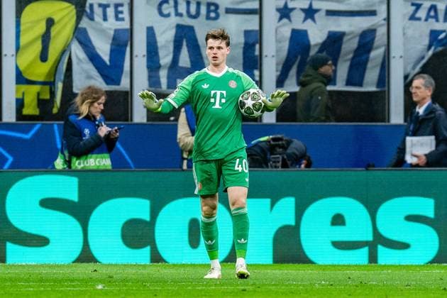 16 04 2025, Inter Milan vs FC Bayern Munich, UEFA Champions League, quarter-final second leg Jonas Urbig FC Bayern Muenchen, 40 Copyright: xBahhoxKarax