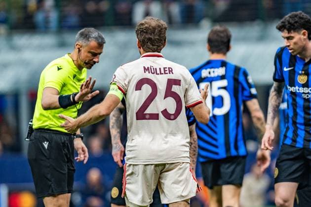 16 04 2025, Inter Milan vs FC Bayern Munich, UEFA Champions League, quarter-final second leg Thomas Müller FC Bayern Muenchen, 25 Copyright: xBahhoxKarax