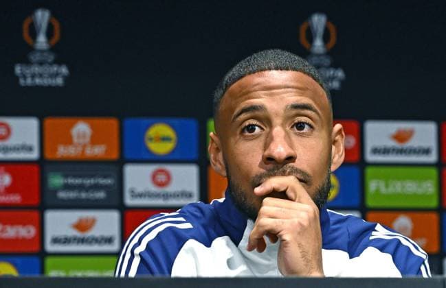 Match Europa League Manchester United, ManU - OL PHOTOPQR LE PROGRES Stéphane GUIOCHON - Manchester 16 04 2025 - Match Europa League Manchester United - OL -En Angleterre à Manchester à la veille du match de 1 4 de finale retour de l Europa League saison 2024-2025 Manchester United - OL conférence de presse de Corentin Tolisso press conference, PK, Pressekonferenz at Old Trafford, Manchester. Wednesday April 16, 2025 Manchester France  Copyright: xPHOTOPQR LExPROGRES MAXPPPxStéphanexGUIOCHONx 20250416LPL7919 20250416LPL7919