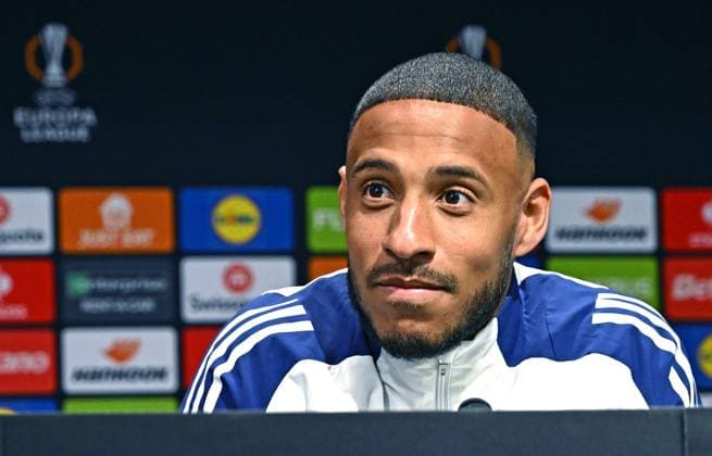 Match Europa League Manchester United, ManU - OL PHOTOPQR LE PROGRES Stéphane GUIOCHON - Manchester 16 04 2025 - Match Europa League Manchester United - OL -En Angleterre à Manchester à la veille du match de 1 4 de finale retour de l Europa League saison 2024-2025 Manchester United - OL conférence de presse de Corentin Tolisso press conference, PK, Pressekonferenz at Old Trafford, Manchester. Wednesday April 16, 2025 Manchester France  Copyright: xPHOTOPQR LExPROGRES MAXPPPxStéphanexGUIOCHONx 20250416LPL7927 20250416LPL7927