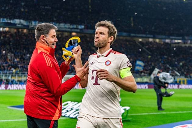 16 04 2025, Inter Milan vs FC Bayern Munich, UEFA Champions League, quarter-final second leg Thomas Müller FC Bayern Muenchen, 25 Copyright: xBahhoxKarax