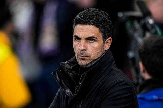 April 16, 2025, Madrid, Madrid, SPAIN: Mikel Arteta, head coach of Arsenal FC looks on during the UEFA Champions League 2024 25 Quarter Final Second Leg match between Real Madrid C.F. and Arsenal FC at Santiago Bernabeu stadium on April 16, 2025, in Madrid, Spain. Madrid SPAIN - ZUMAa181 20250416_zaa_a181_082 Copyright: xOscarxJ.xBarrosox